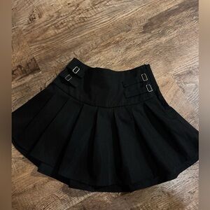 Princess Polly Black Skater Skirt with Buckle Accents